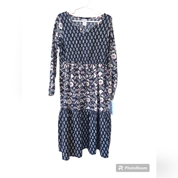 CARTERS Kids Navy Floral Long Sleeved Dress NWT Size 7/7A Retail $42 - Picture 1 of 4
